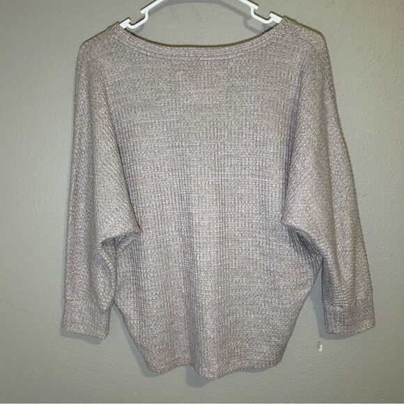 Anthropologie neutral waffle knit dolman sleeve v neck sweater womens size small - Picture 4 of 6